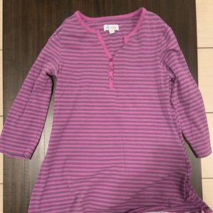 grey and purple striped button shirt